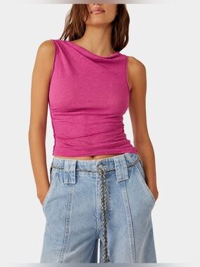 We The Free Pink Asymmetrical Sleeveless Tank Top